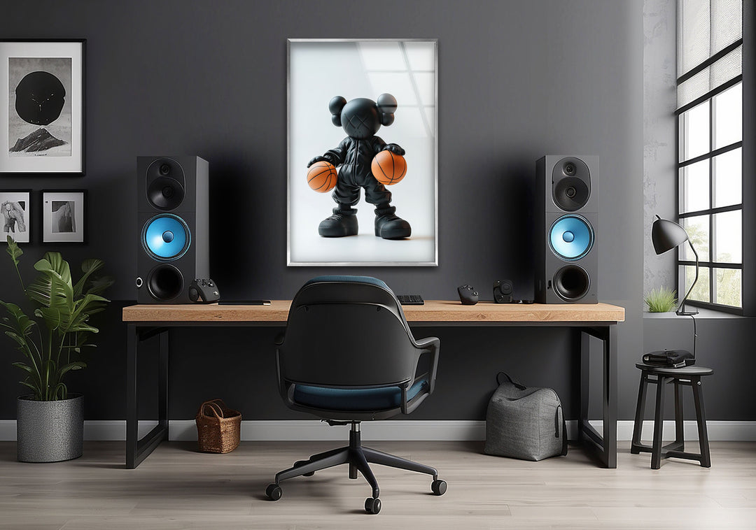 Kaws Basketball Glass Wall Art glass pictures for Wall, glass prints wall art
