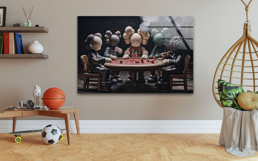 Kaws Playing Poker Glass Wall Art art glass wall art, glass wall art pictures
