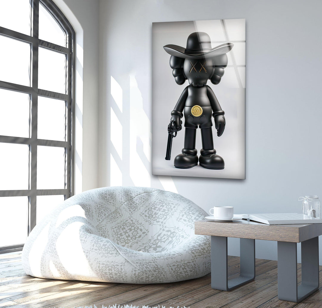 Kaws with Gun Glass Wall Art art glass wall art, glass wall art pictures
