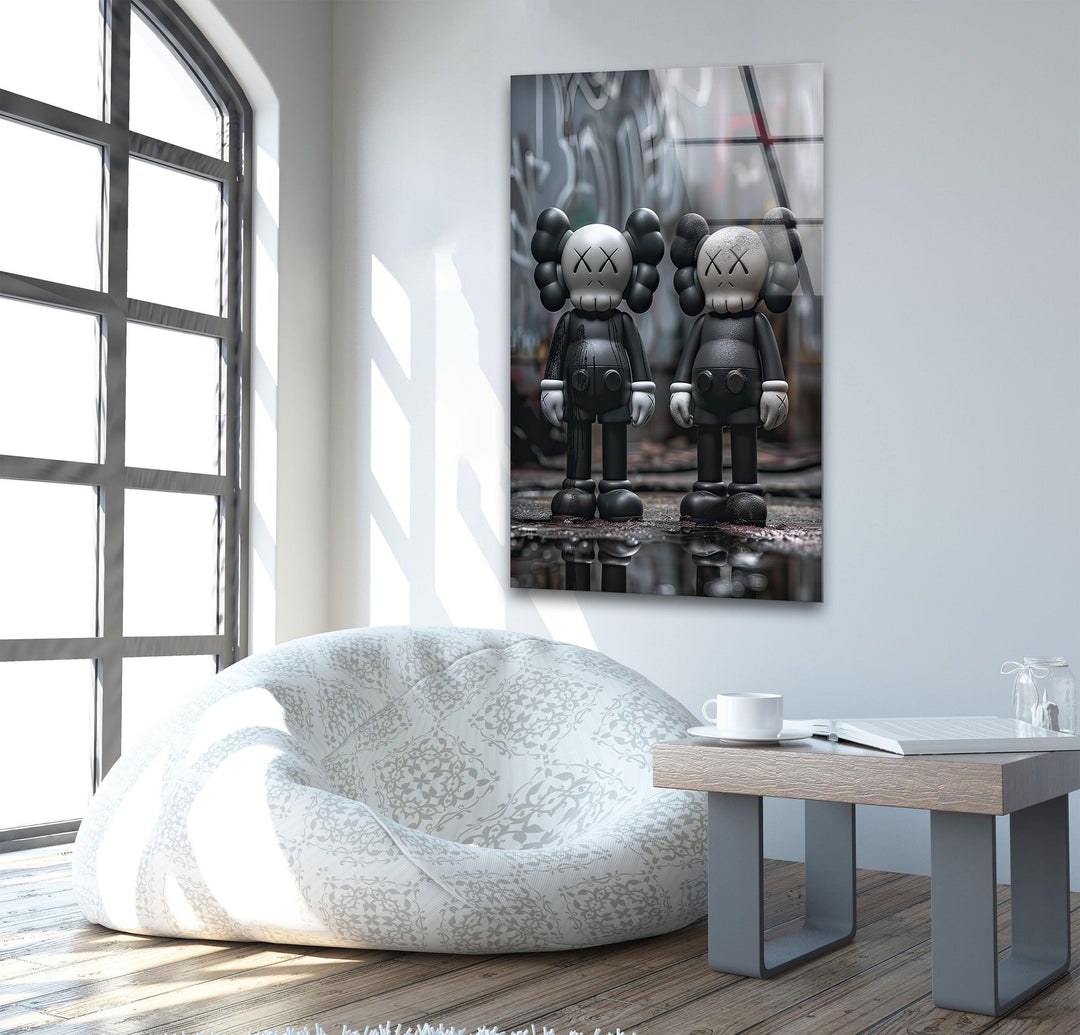 Two Black Kaws Glass Wall Art glass image printing, glass prints from photos
