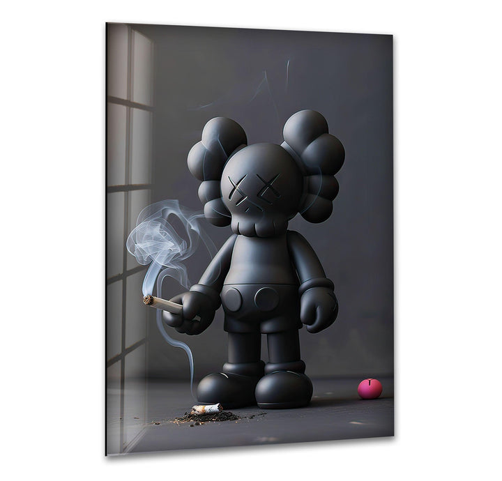 Kaws Smoking Glass Wall Art glass photo prints, glass picture prints
