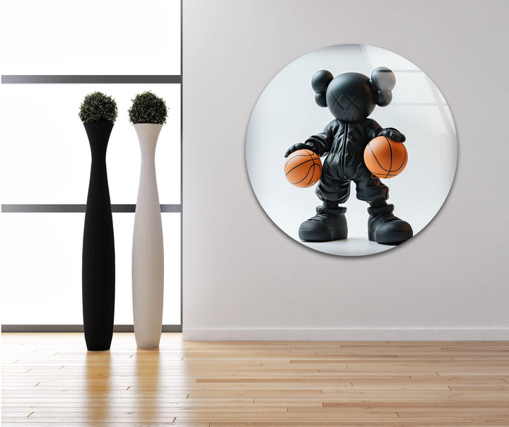 Kaws Basketball Glass Wall Art print on glass, glass printed photos
