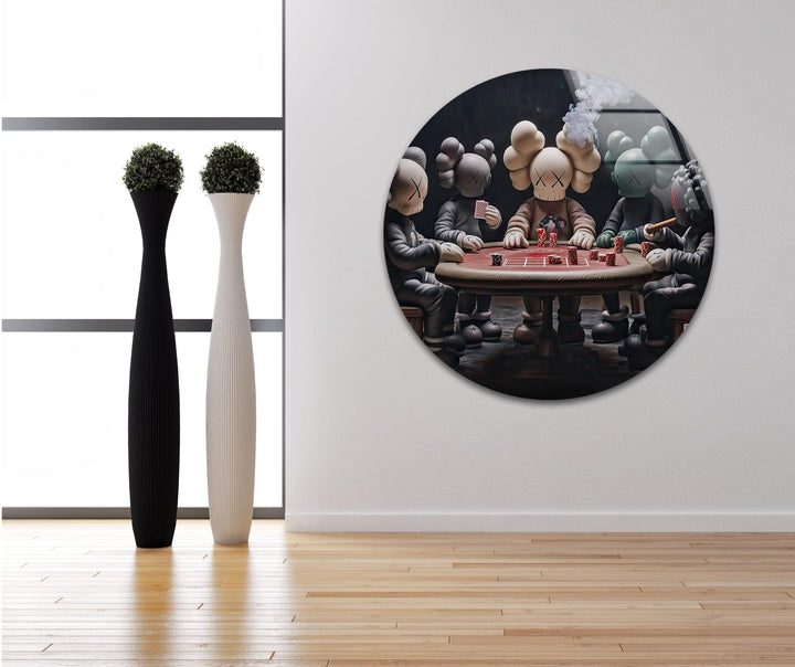 Kaws Playing Poker Glass Wall Art glass photo prints, glass picture prints
