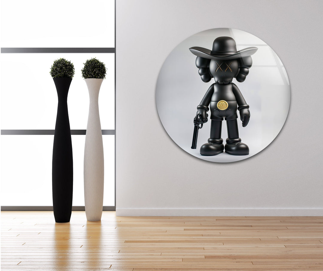 Kaws with Gun Glass Wall Art Glass Printing Wall Art, Print photos on glass
