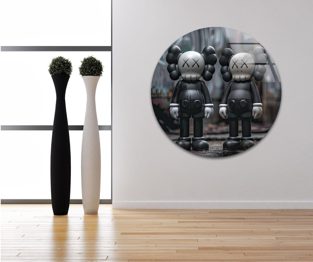 Two Black Kaws Glass Wall Art glass pictures for Wall, glass prints wall art
