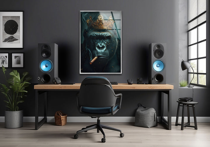 Mafia King Gorilla Glass Wall Art, picture on glass wall art, photos printed on glass