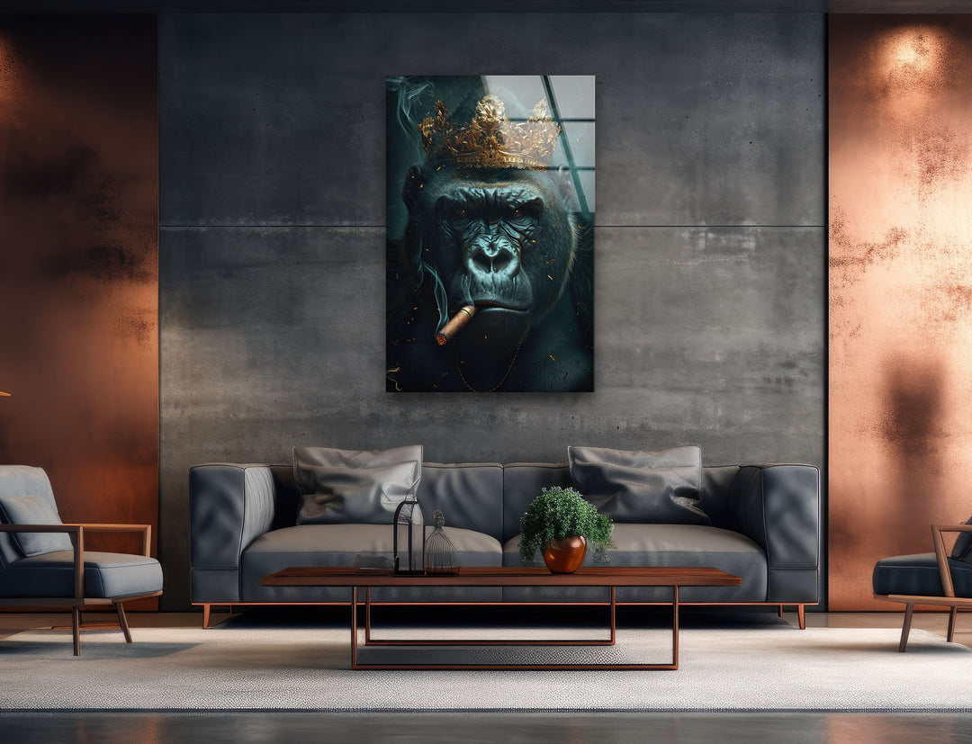 Mafia King Gorilla Glass Wall Art,   glass wall decor, glass wall art decor