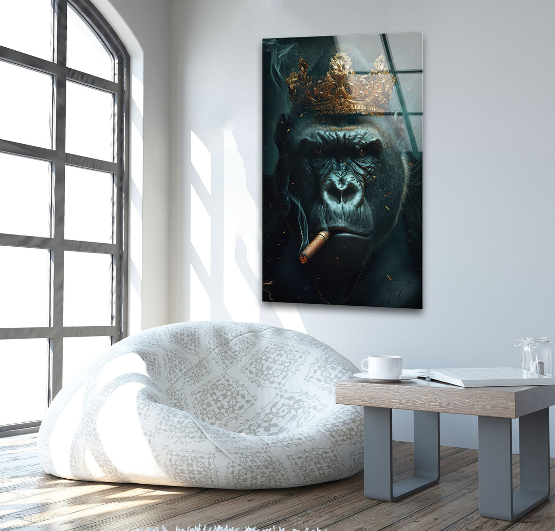 Mafia King Gorilla Glass Wall Art, photo print on glass, prints on glass wall art