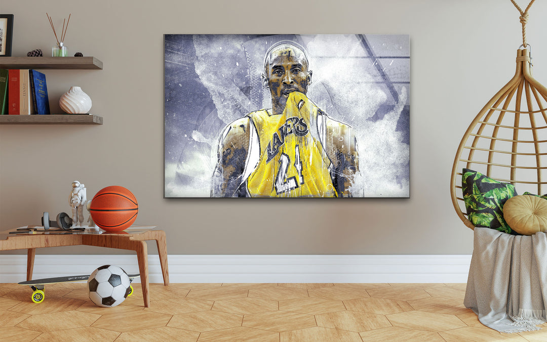 Kobe Bryant Artistic Glass Wall Decor | Glass Art Paintings