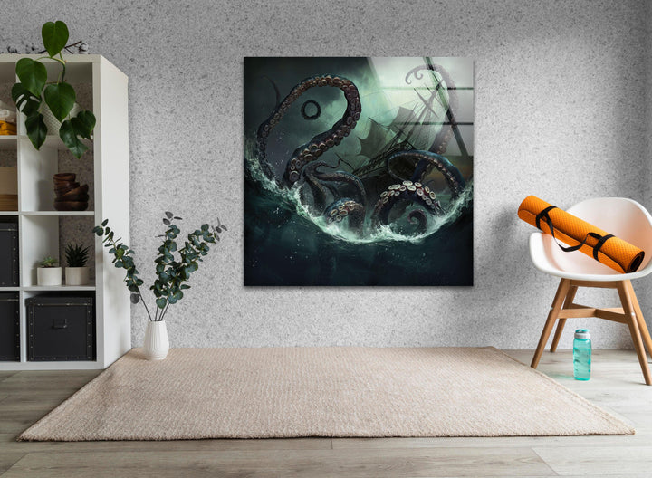 Kraken Monster Glass Wall Art glass image printing, glass prints from photos