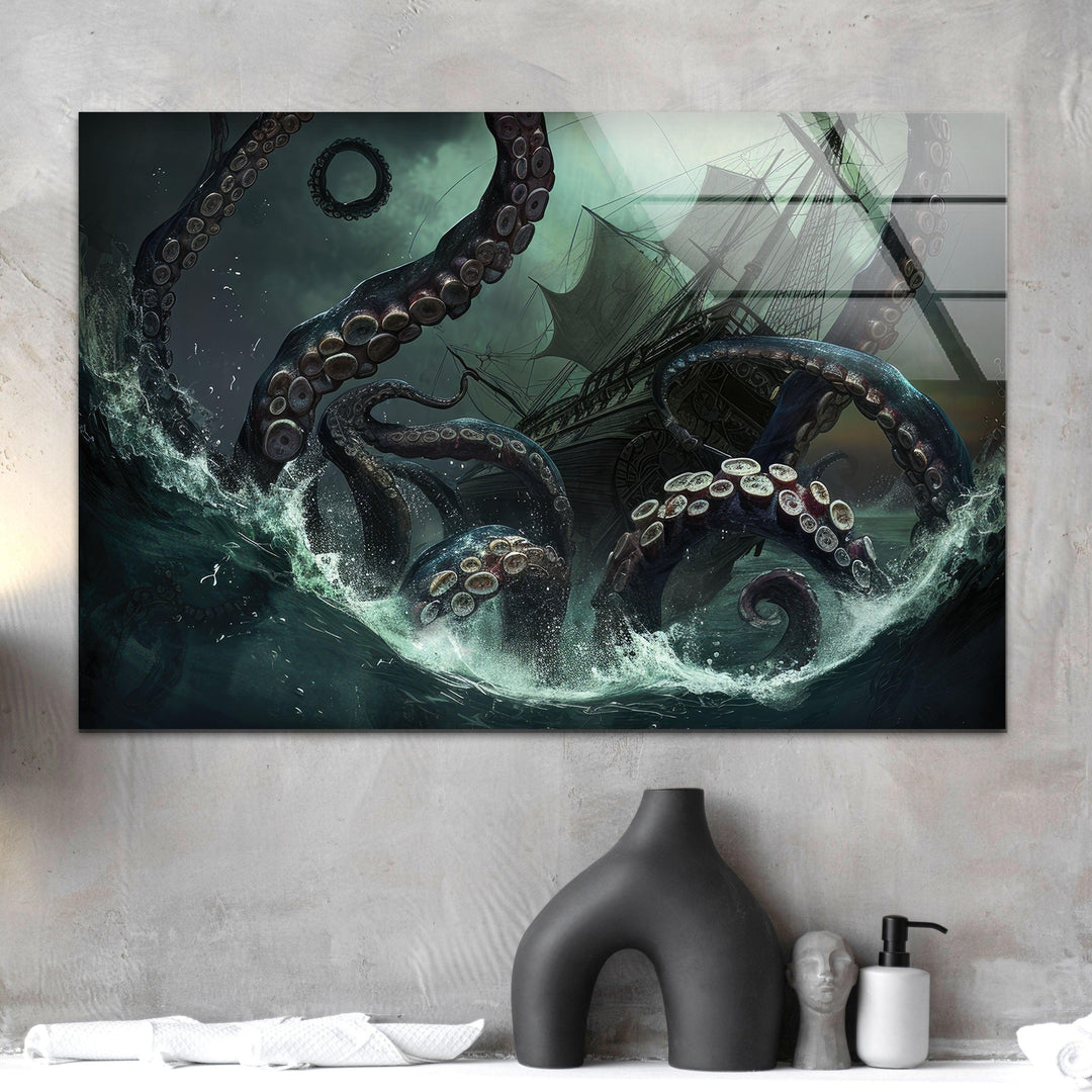 Kraken Monster Glass Wall Art Glass Printing Wall Art, Print photos on glass