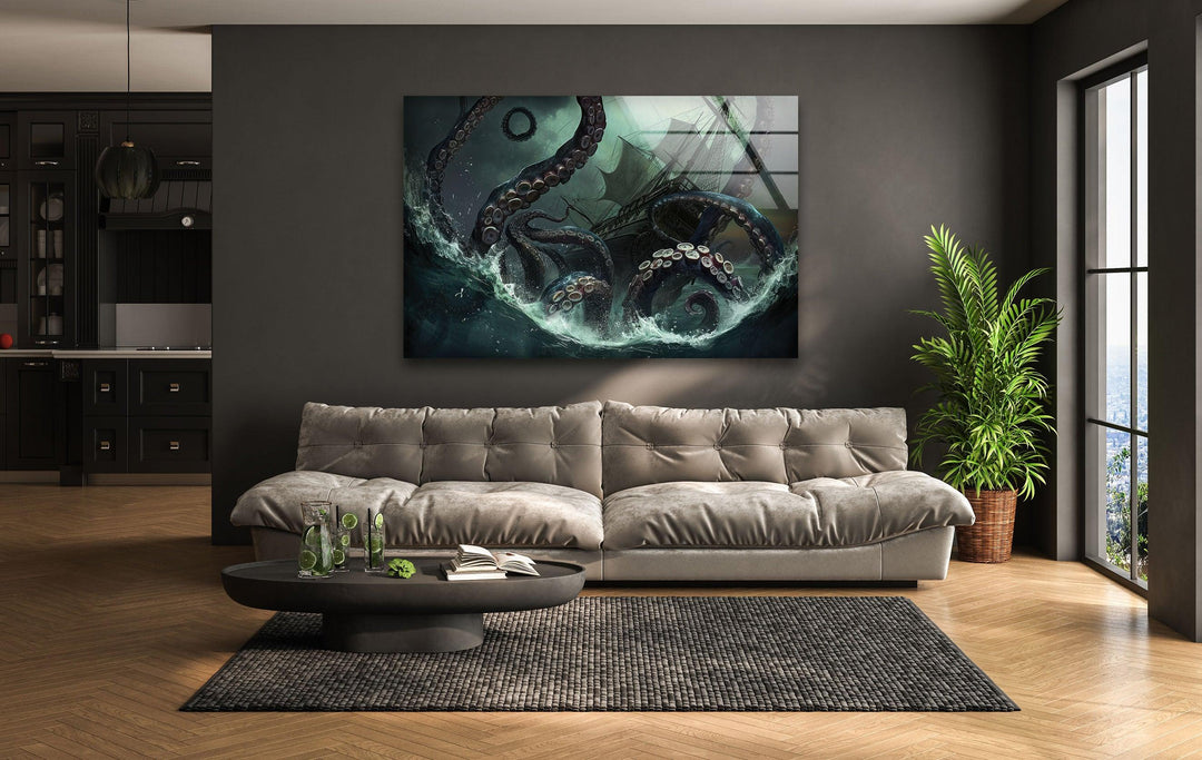 Kraken Monster Glass Wall Art custom glass photo prints, large glass prints