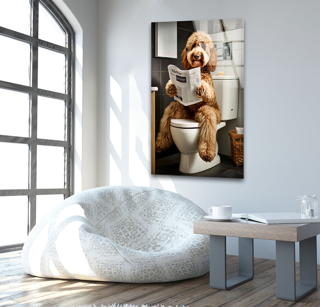 Labradoodle Glass Wall Art picture on glass wall art, photos printed on glass
