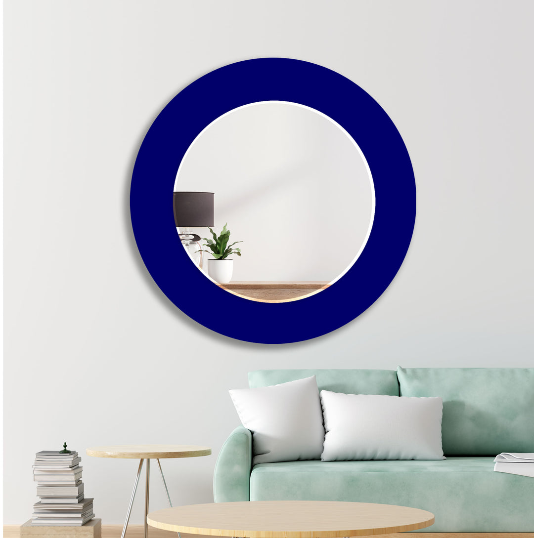 Solid Colors Round Wall Mirror Blue Mirror
