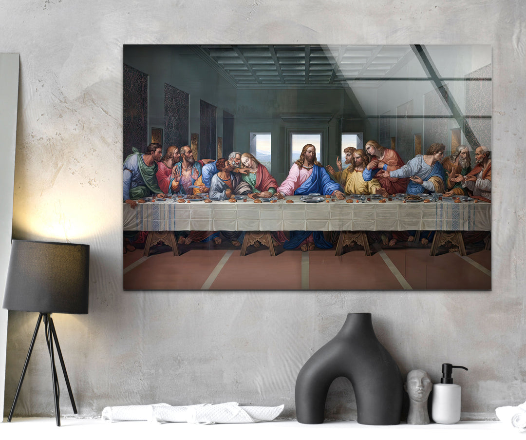 Last Supper Leonarda Da Vinci Glass Wall Art custom glass pictures, glass art prints
