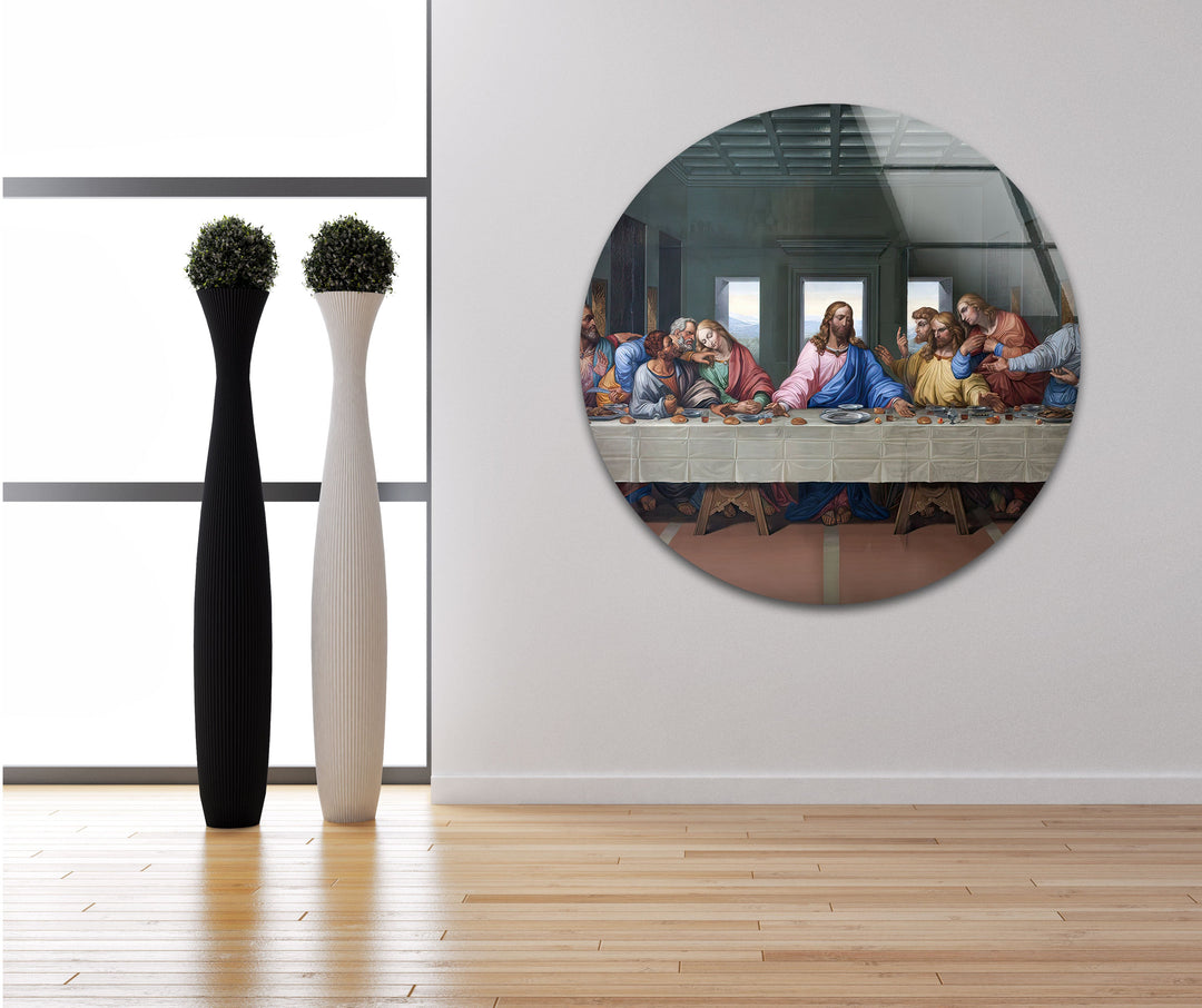 Last Supper Leonarda Da Vinci Glass Wall Art custom glass photo prints, large glass prints
