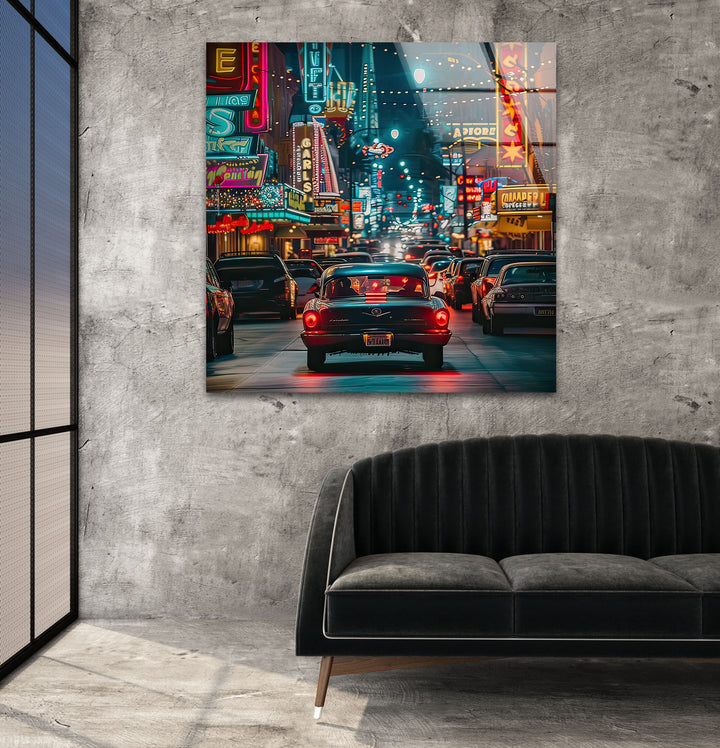 Las Vegas Night Glass Wall Art large glass photo prints, glass wall photos
