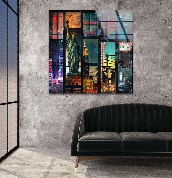 City Collage Glass Wall Art Glass Printing Wall Art, Print photos on glass
