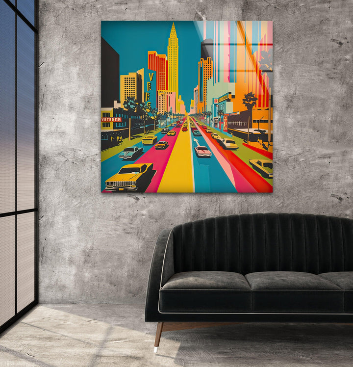 Las Vegas Colorful Glass Wall Art picture on glass wall art, photos printed on glass
