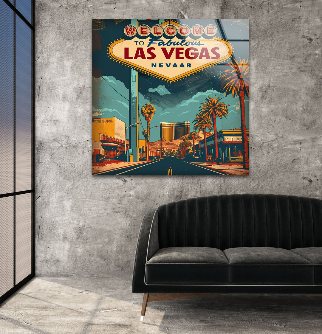 Las Vegas Poster Glass Wall Art large glass photo prints, glass wall photos
