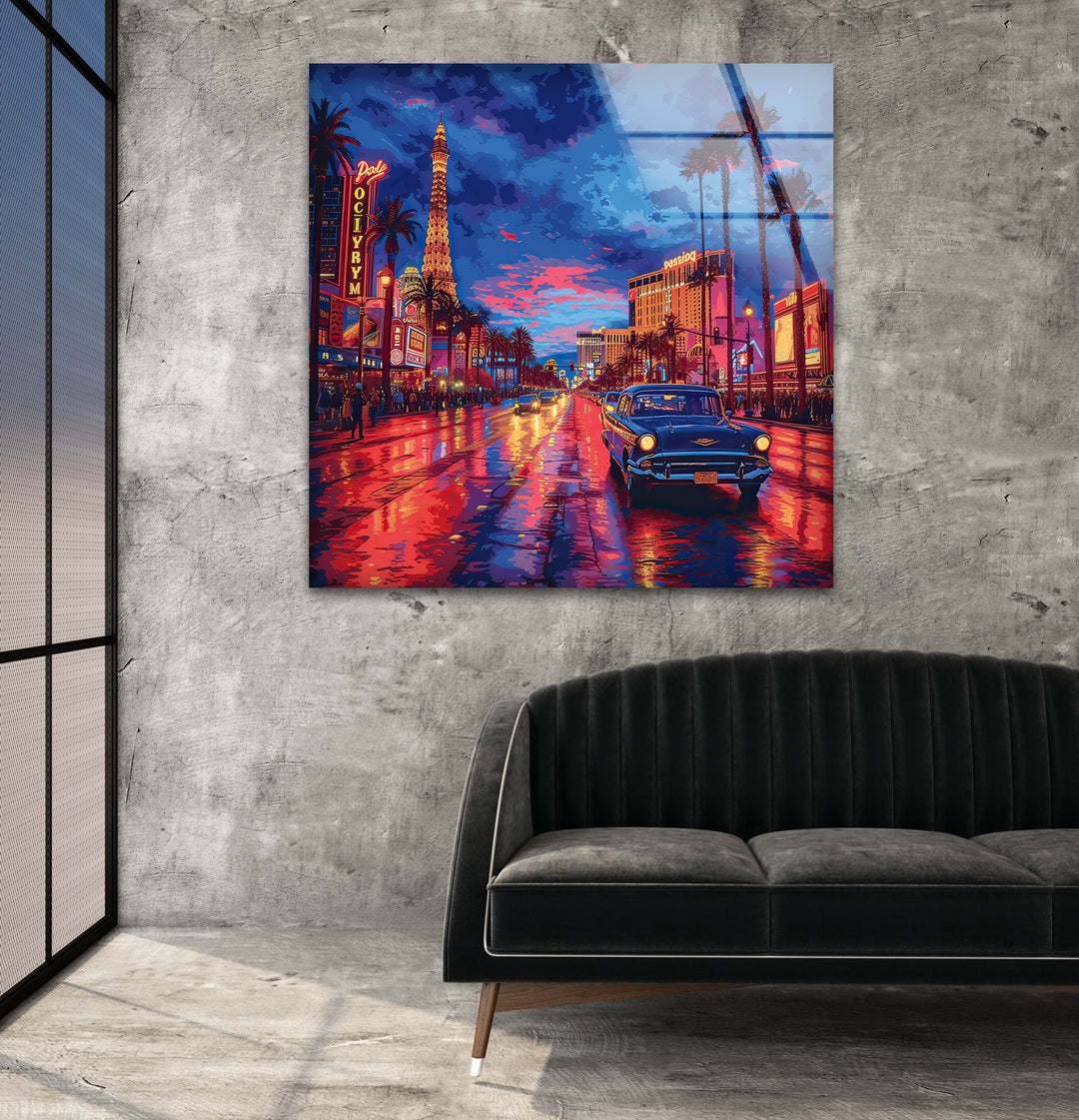 Las Vegas Vintage Glass Wall Art large glass photo prints, glass wall photos
