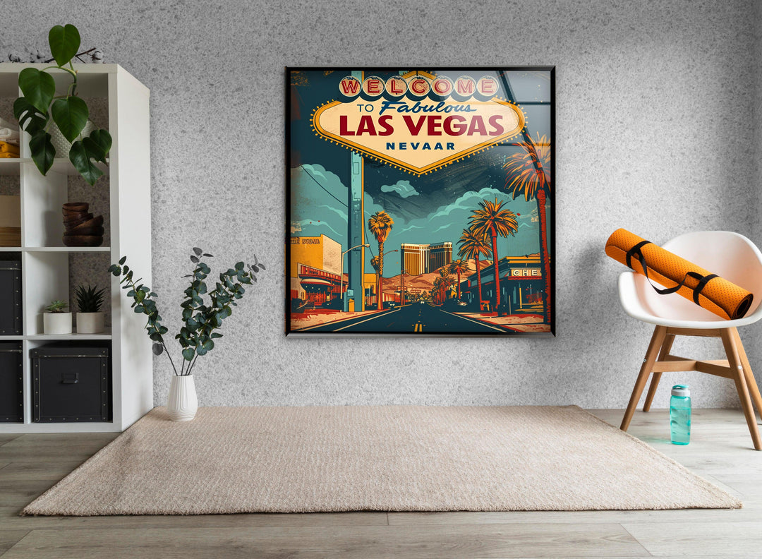 Las Vegas Poster Glass Wall Art custom glass photo prints, large glass prints
