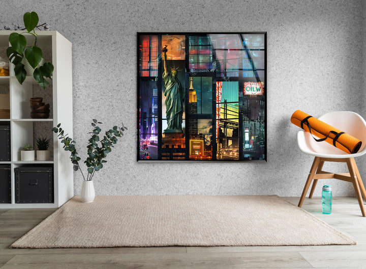 City Collage Glass Wall Art glass photo prints, glass picture prints
