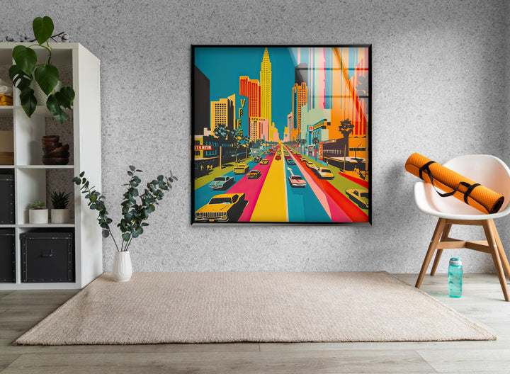 Las Vegas Colorful Glass Wall Art print on glass, glass printed photos
