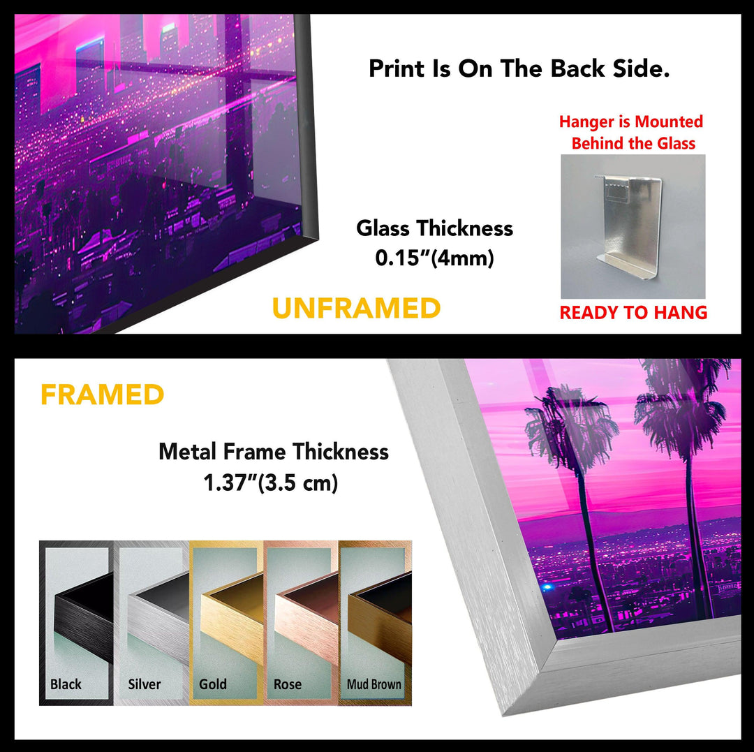 Las Vegas Pink Sunset Landscape Glass Wall Art