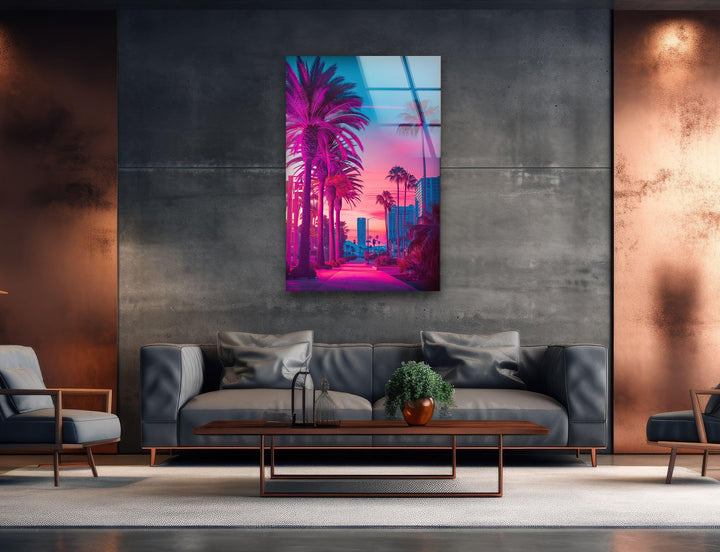 Pink Las Vegas City Landscape Glass Wall Art glass image printing, glass prints from photos
