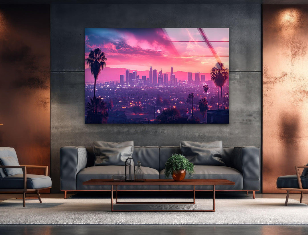 Las Vegas Pink Sunset Glass Wall Art glass image printing, glass prints from photos
