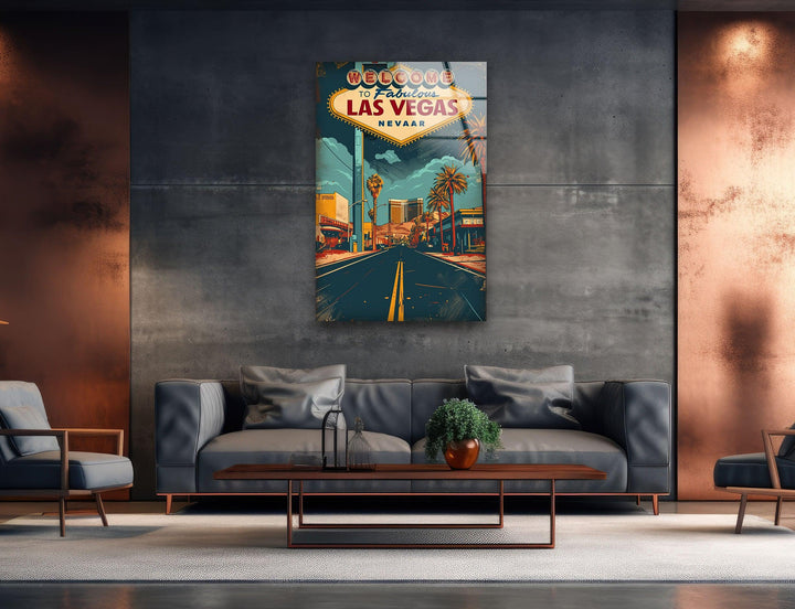 Las Vegas Poster Glass Wall Art print picture on glass, Tempered Glass Wall Art
