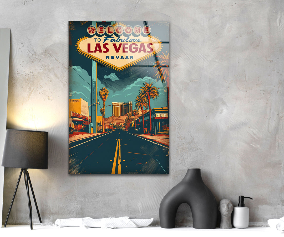 Las Vegas Poster Glass Wall Art glass wall decor, glass wall art decor
