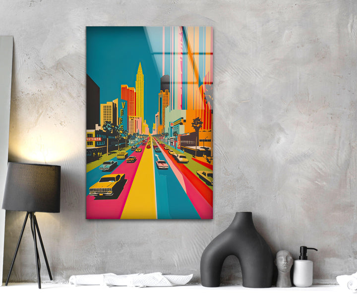 Las Vegas Colorful Glass Wall Art glass art painting, glass art for the Wall
