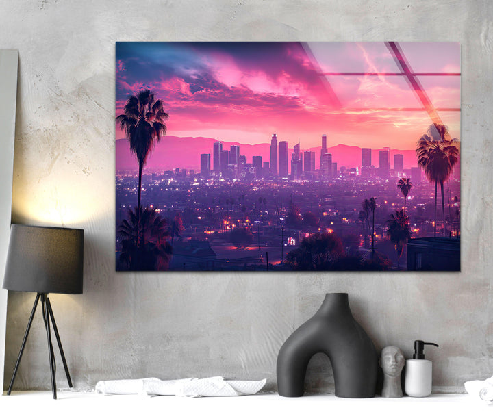 Las Vegas Pink Sunset Glass Wall Art glass pictures for Wall, glass prints wall art
