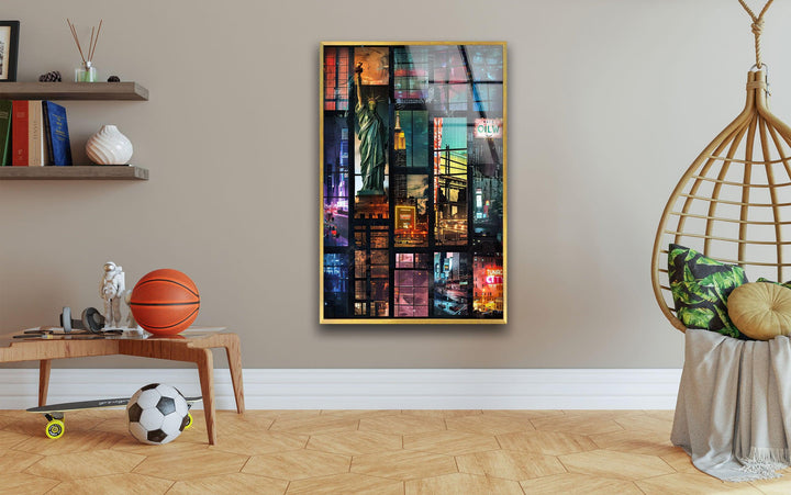 City Collage Glass Wall Art large glass photo prints, glass wall photos
