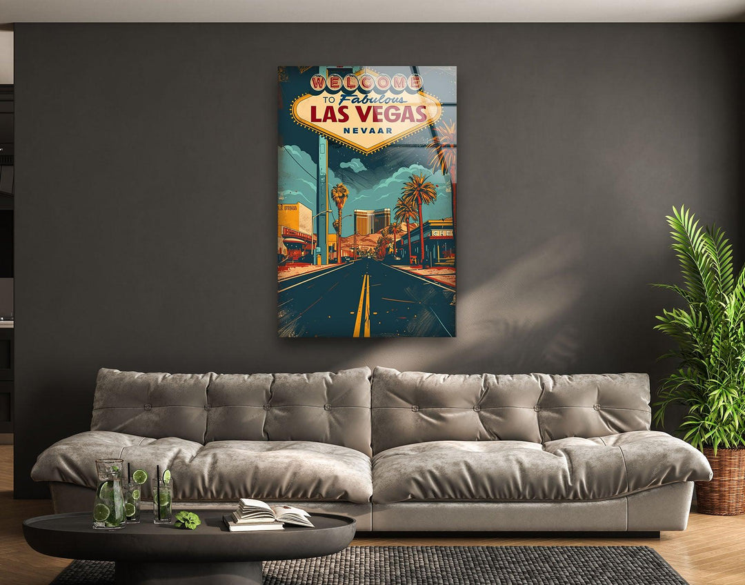 Las Vegas Poster Glass Wall Art photo print on glass, prints on glass wall art
