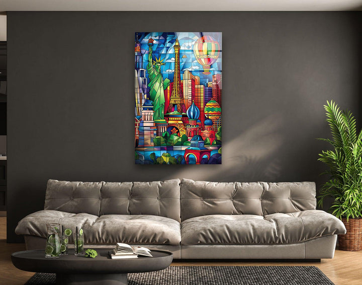 Las Vegas Stained Glass Wall Art glass art painting, glass art for the Wall
