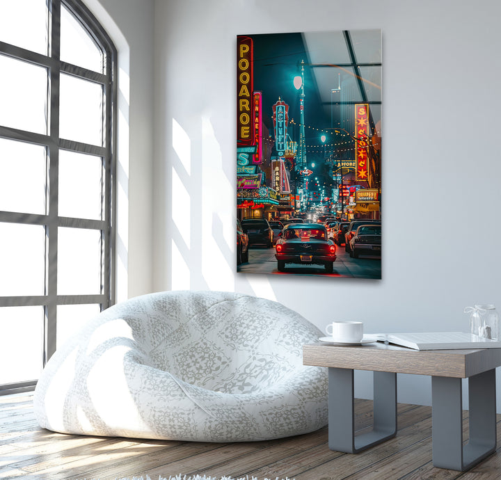 Las Vegas Night Glass Wall Art custom glass pictures, glass art prints
