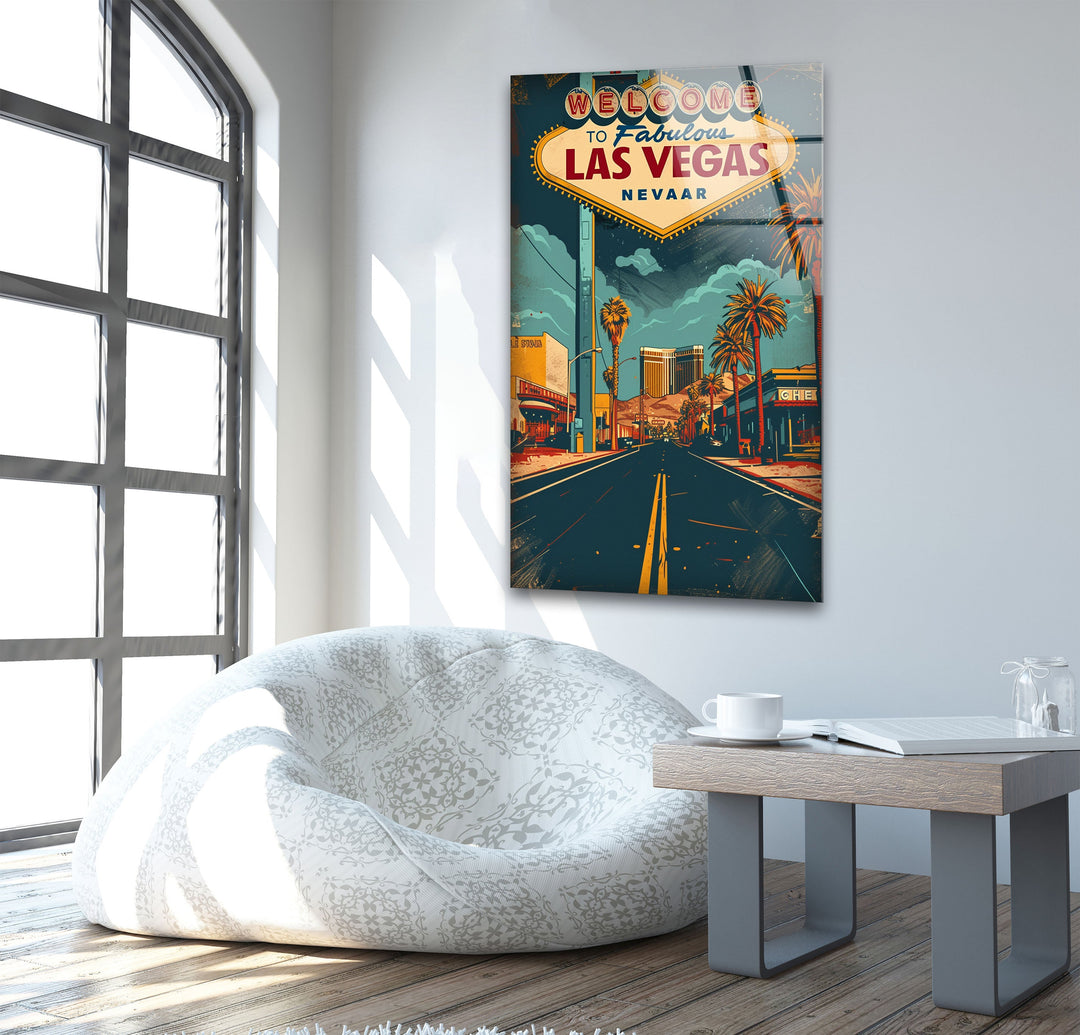 Las Vegas Poster Glass Wall Art glass art painting, glass art for the Wall
