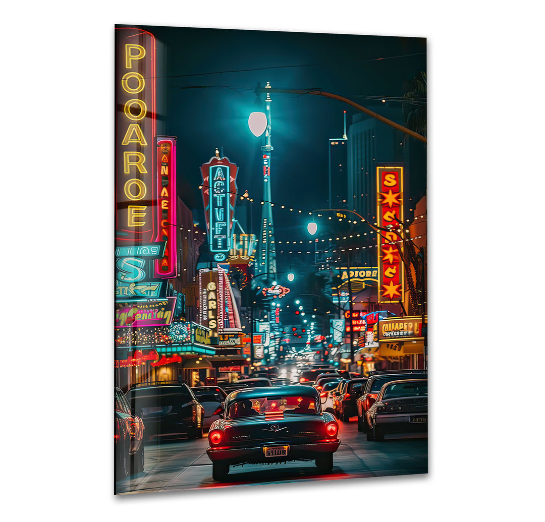 Las Vegas Night Glass Wall Art glass art painting, glass art for the Wall
