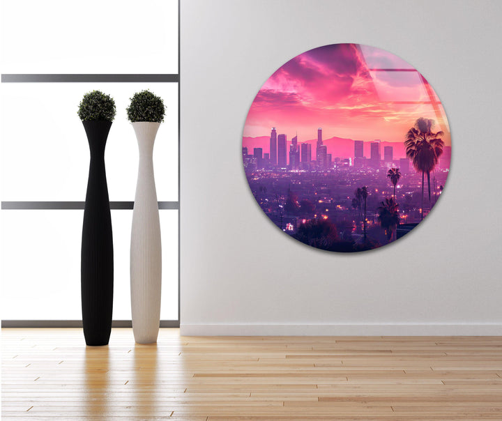 Las Vegas Pink Sunset Glass Wall Art large glass photo prints, glass wall photos
