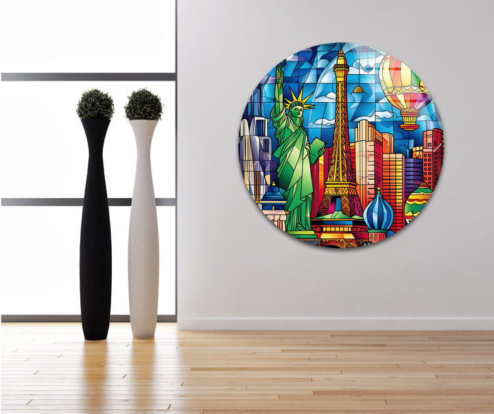 Las Vegas Stained Glass Wall Art photo print on glass, prints on glass wall art
