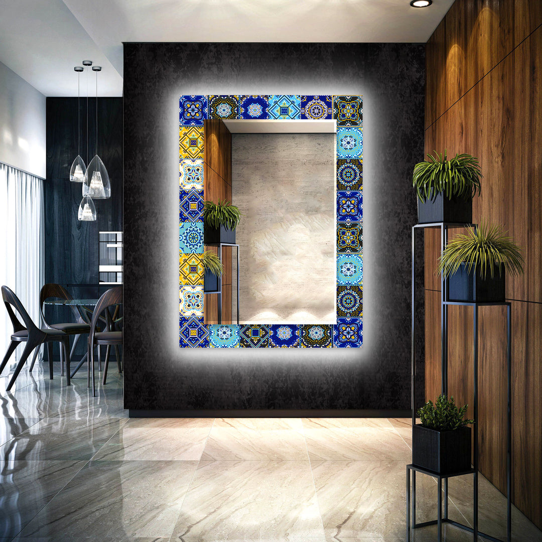 Mosaic Blue & Yellow Wall Mirror Huge Wall Mirror
