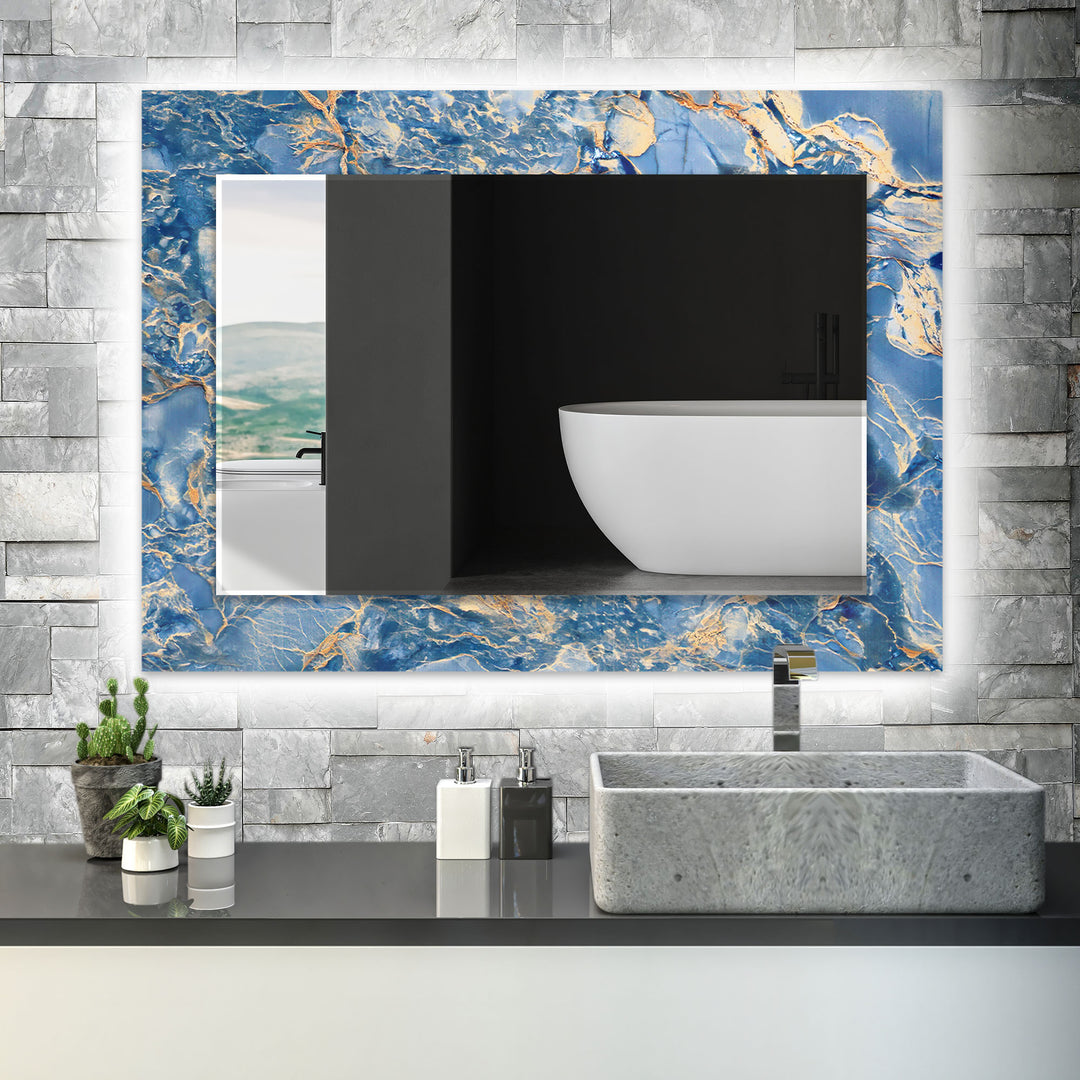 Blue & Brown Abstract Wall Mirror long mirror
