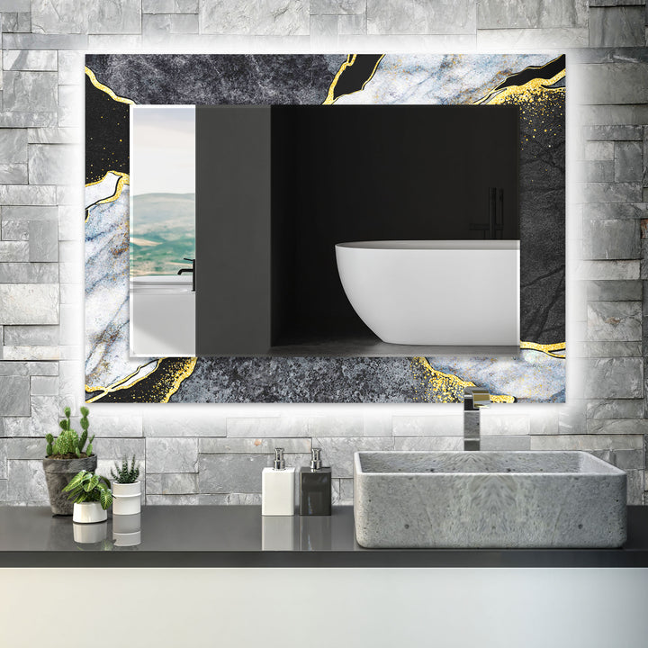 Black & Gray Abstract Wall Mirror Long Mirror
