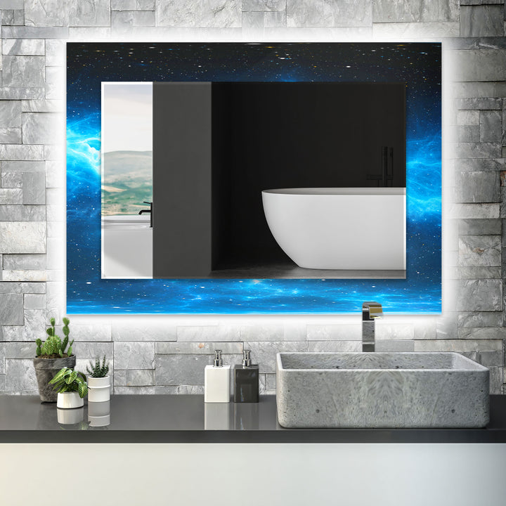 Blue & Black Abstract Wall Mirror Marble Wall Mirror
