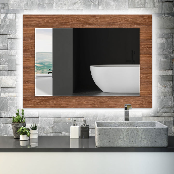 Wooden Dark Brown Design Wall Mirror Wood Mirror
