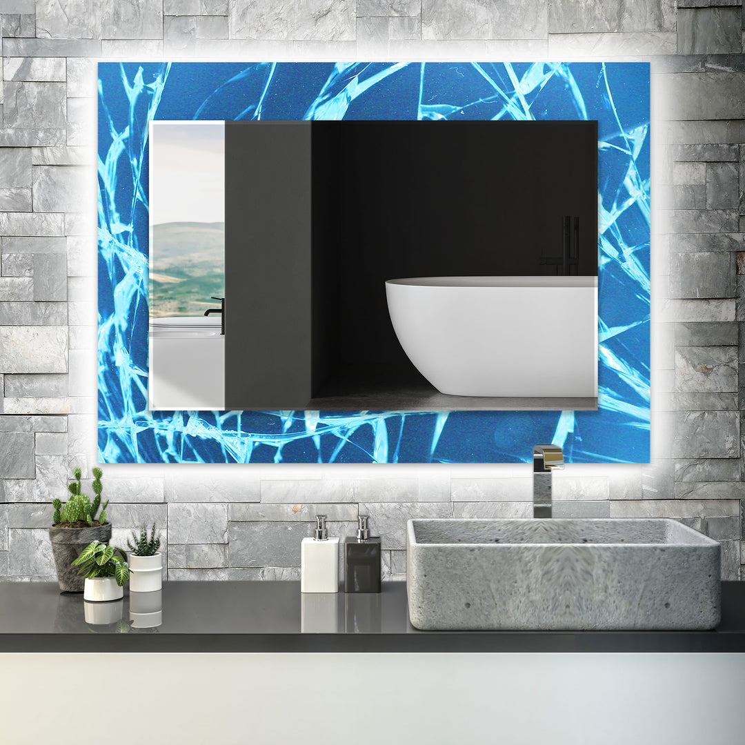 Blue Fragmented Abstract Wall Mirror dining room mirror
