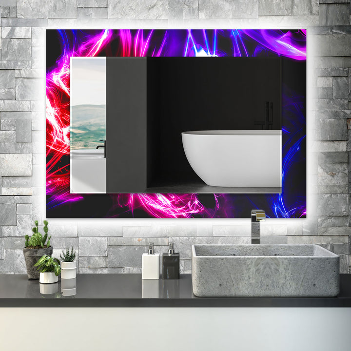 Colored Neon Lines Wall Mirror Bedroom Mirror
